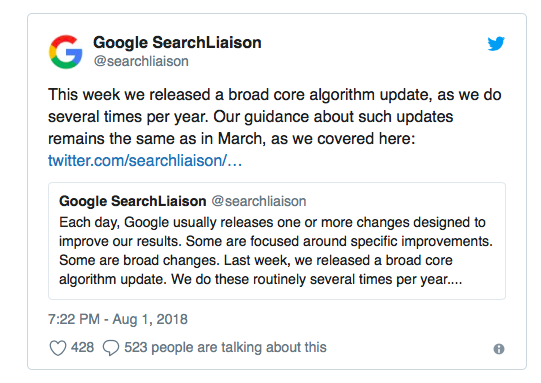 Google об обновлении алгоритма