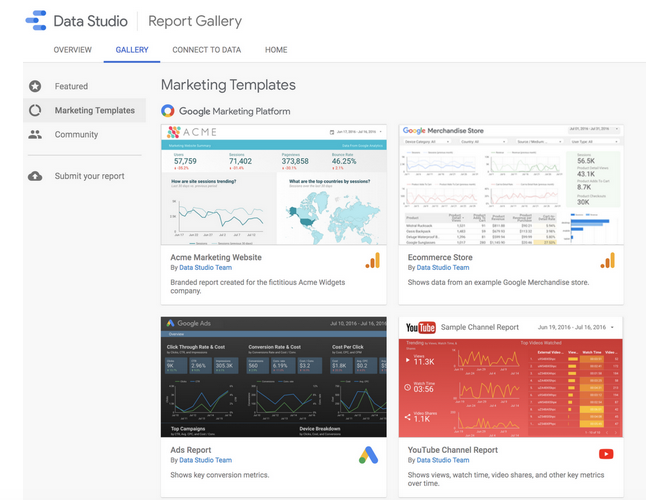 Новые шаблоны Google Data Studio