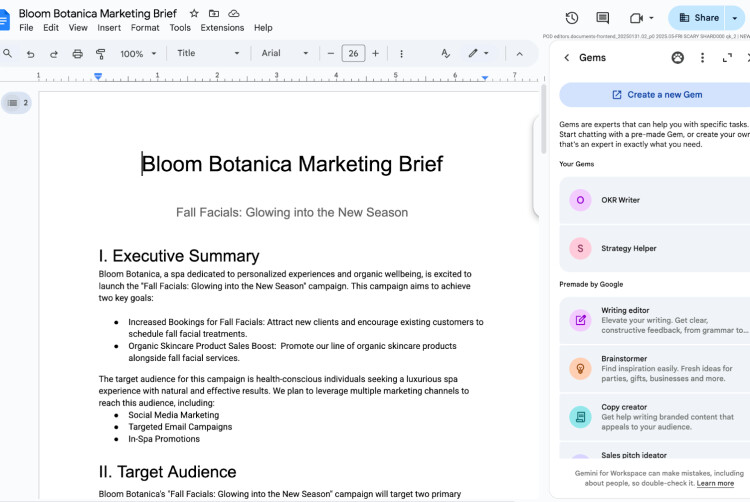 Google внедрила Gems в Gmail и Docs
